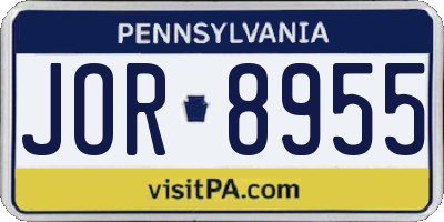 PA license plate JOR8955