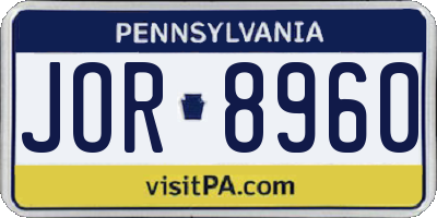 PA license plate JOR8960