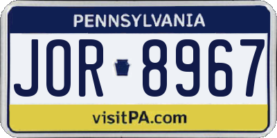PA license plate JOR8967
