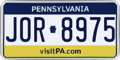 PA license plate JOR8975