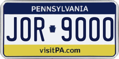 PA license plate JOR9000