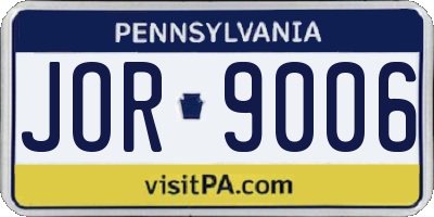 PA license plate JOR9006