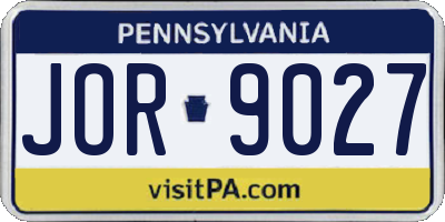 PA license plate JOR9027