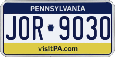 PA license plate JOR9030