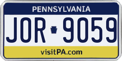 PA license plate JOR9059