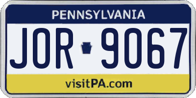 PA license plate JOR9067
