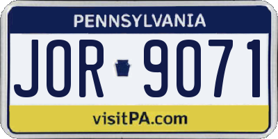PA license plate JOR9071