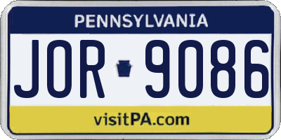 PA license plate JOR9086