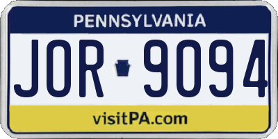 PA license plate JOR9094