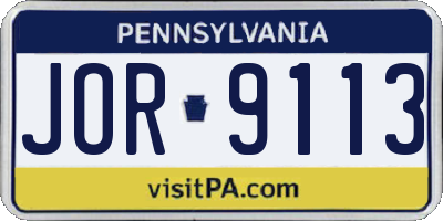 PA license plate JOR9113
