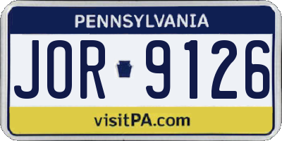 PA license plate JOR9126