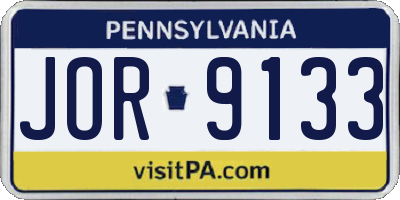 PA license plate JOR9133