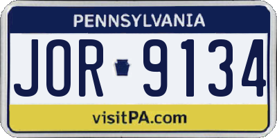 PA license plate JOR9134