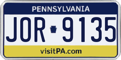 PA license plate JOR9135