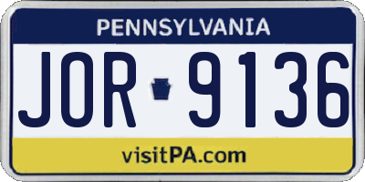 PA license plate JOR9136