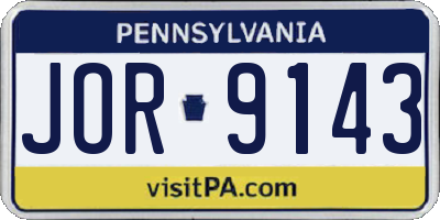 PA license plate JOR9143