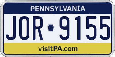 PA license plate JOR9155