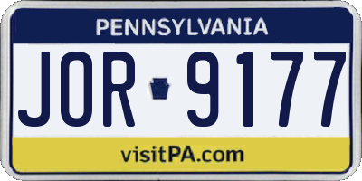 PA license plate JOR9177