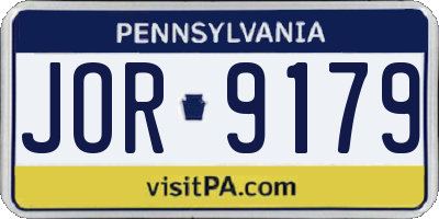 PA license plate JOR9179