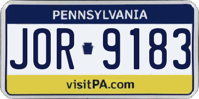 PA license plate JOR9183