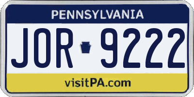 PA license plate JOR9222