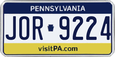 PA license plate JOR9224