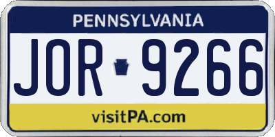 PA license plate JOR9266