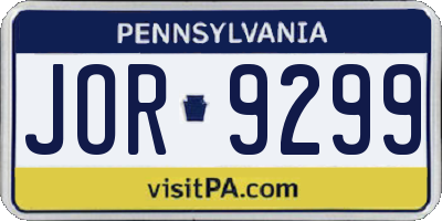 PA license plate JOR9299