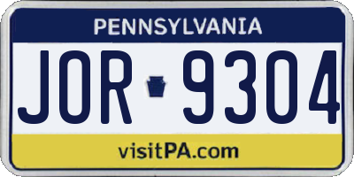PA license plate JOR9304