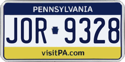 PA license plate JOR9328