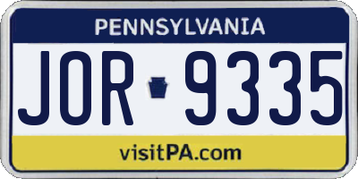 PA license plate JOR9335