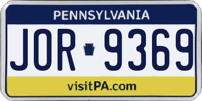 PA license plate JOR9369