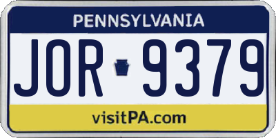 PA license plate JOR9379