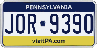 PA license plate JOR9390
