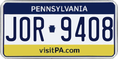 PA license plate JOR9408