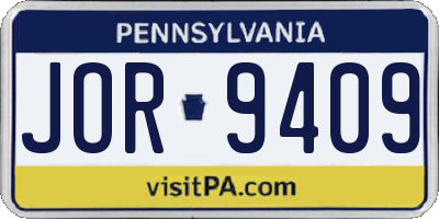 PA license plate JOR9409