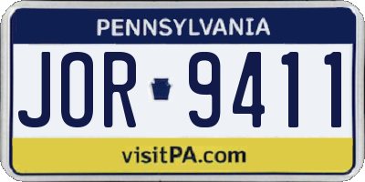 PA license plate JOR9411