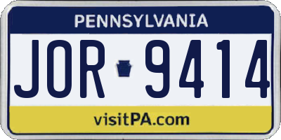 PA license plate JOR9414
