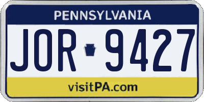 PA license plate JOR9427