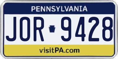 PA license plate JOR9428