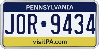 PA license plate JOR9434