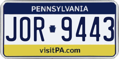 PA license plate JOR9443