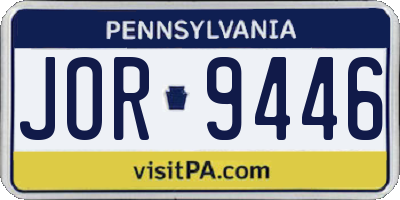 PA license plate JOR9446