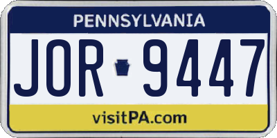 PA license plate JOR9447