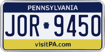 PA license plate JOR9450