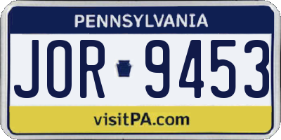 PA license plate JOR9453