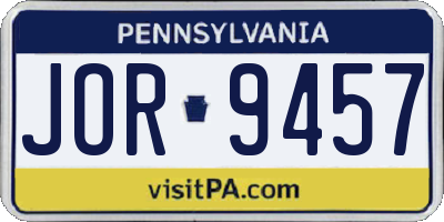 PA license plate JOR9457