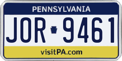 PA license plate JOR9461