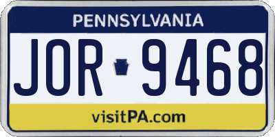 PA license plate JOR9468