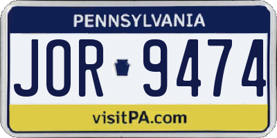 PA license plate JOR9474
